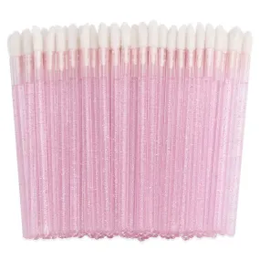100 Pieces Lipstick Wands Disposable Lip Gloss Cosmetic Applicator Ctystal Lip Wands Bulk- Pink BabyPink