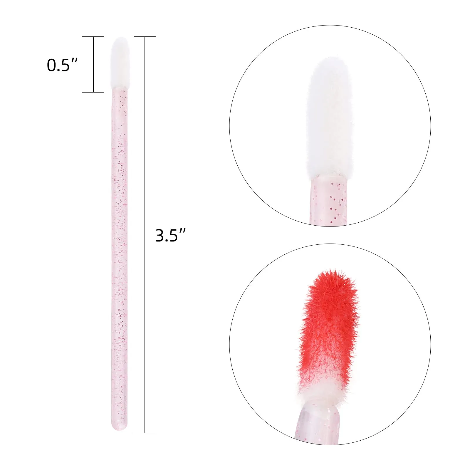100 Pieces Lipstick Wands Disposable Lip Gloss Cosmetic Applicator Ctystal Lip Wands Bulk- Pink BabyPink