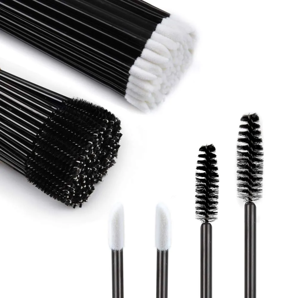 200 PCS Disposable Mascara and Lip Wands, MORGLES 100 Pcs Disposable Eyelash Mascara Wands Brushes 100 Pcs Disposable Lip Gloss Wands Lipstick Applicators