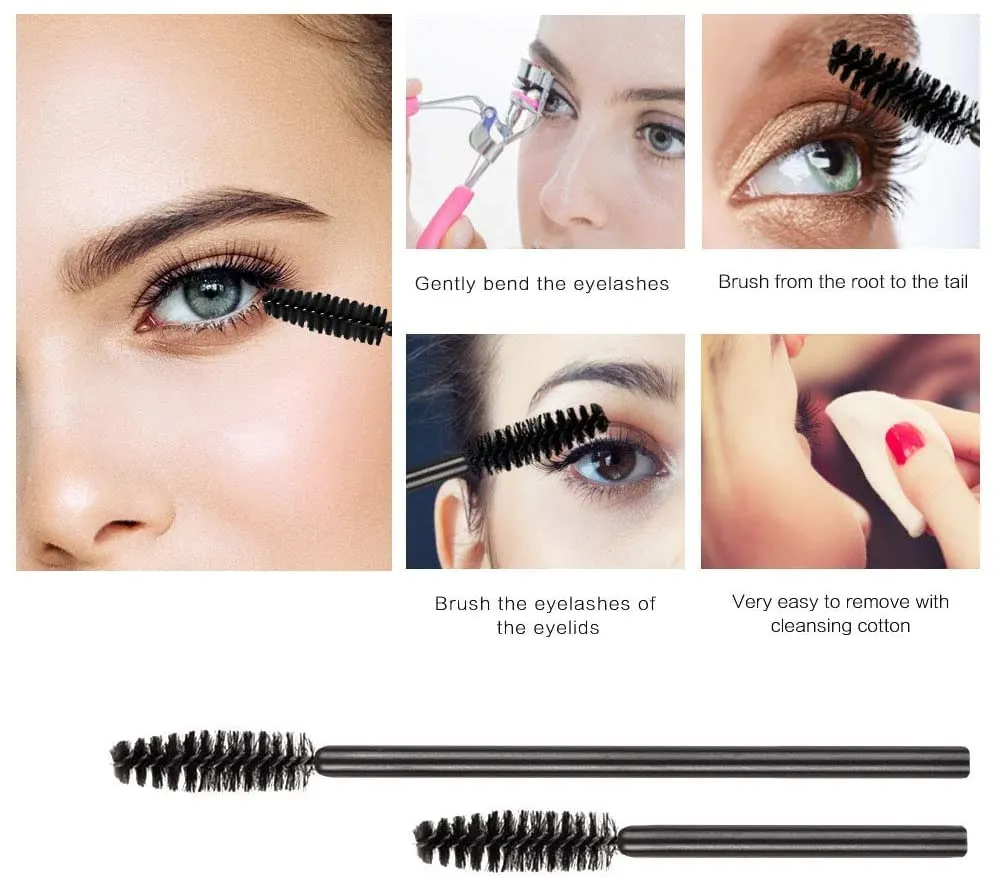 200 PCS Disposable Mascara and Lip Wands, MORGLES 100 Pcs Disposable Eyelash Mascara Wands Brushes 100 Pcs Disposable Lip Gloss Wands Lipstick Applicators