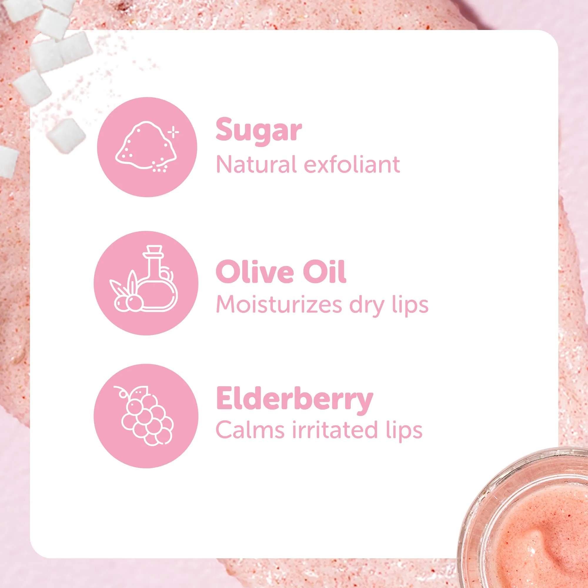 All Natural, Vegan Lip Scrub, Sugar Lip Scrub, Conditioning Lip Scrub, Gentle Exfoliation, Lip Polish & Lip Exfoliator, Gift for Women and Girls (Strawberry) Strawberry