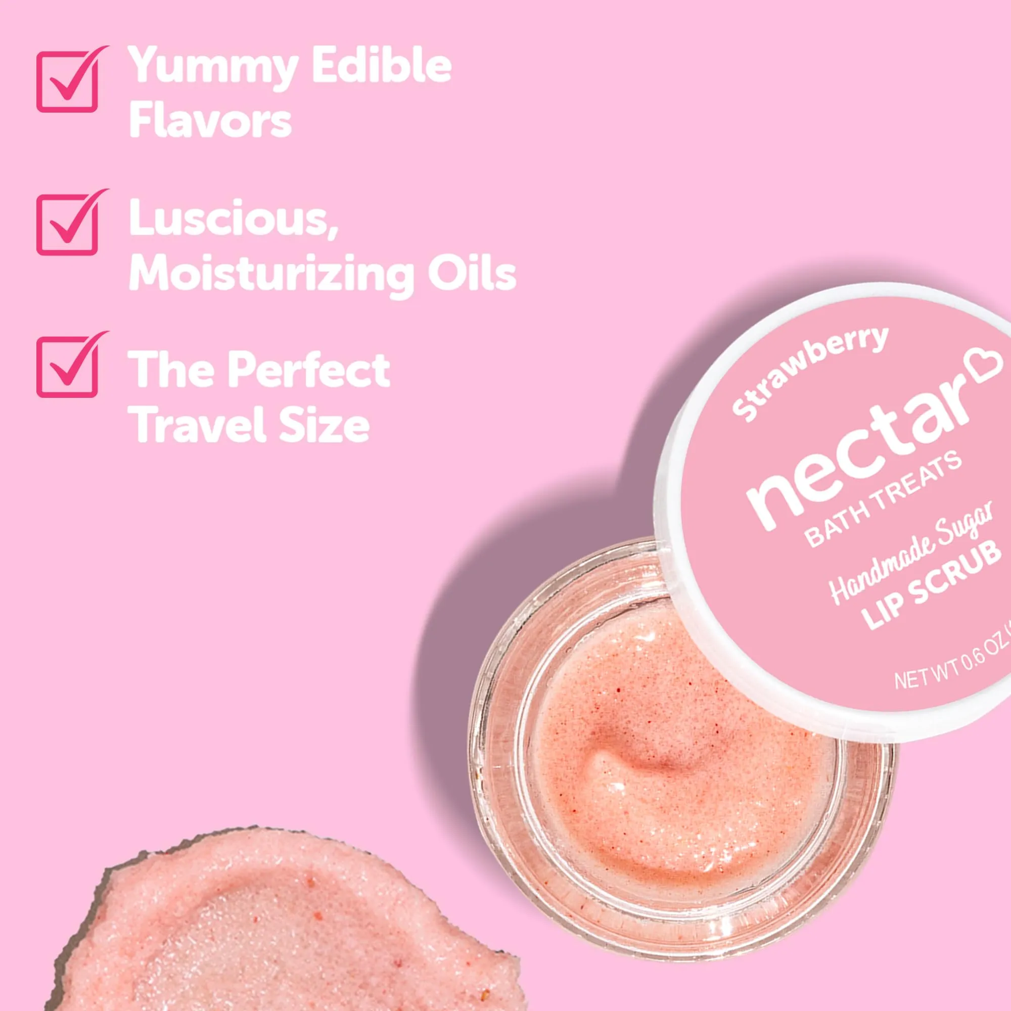 All Natural, Vegan Lip Scrub, Sugar Lip Scrub, Conditioning Lip Scrub, Gentle Exfoliation, Lip Polish & Lip Exfoliator, Gift for Women and Girls (Strawberry) Strawberry