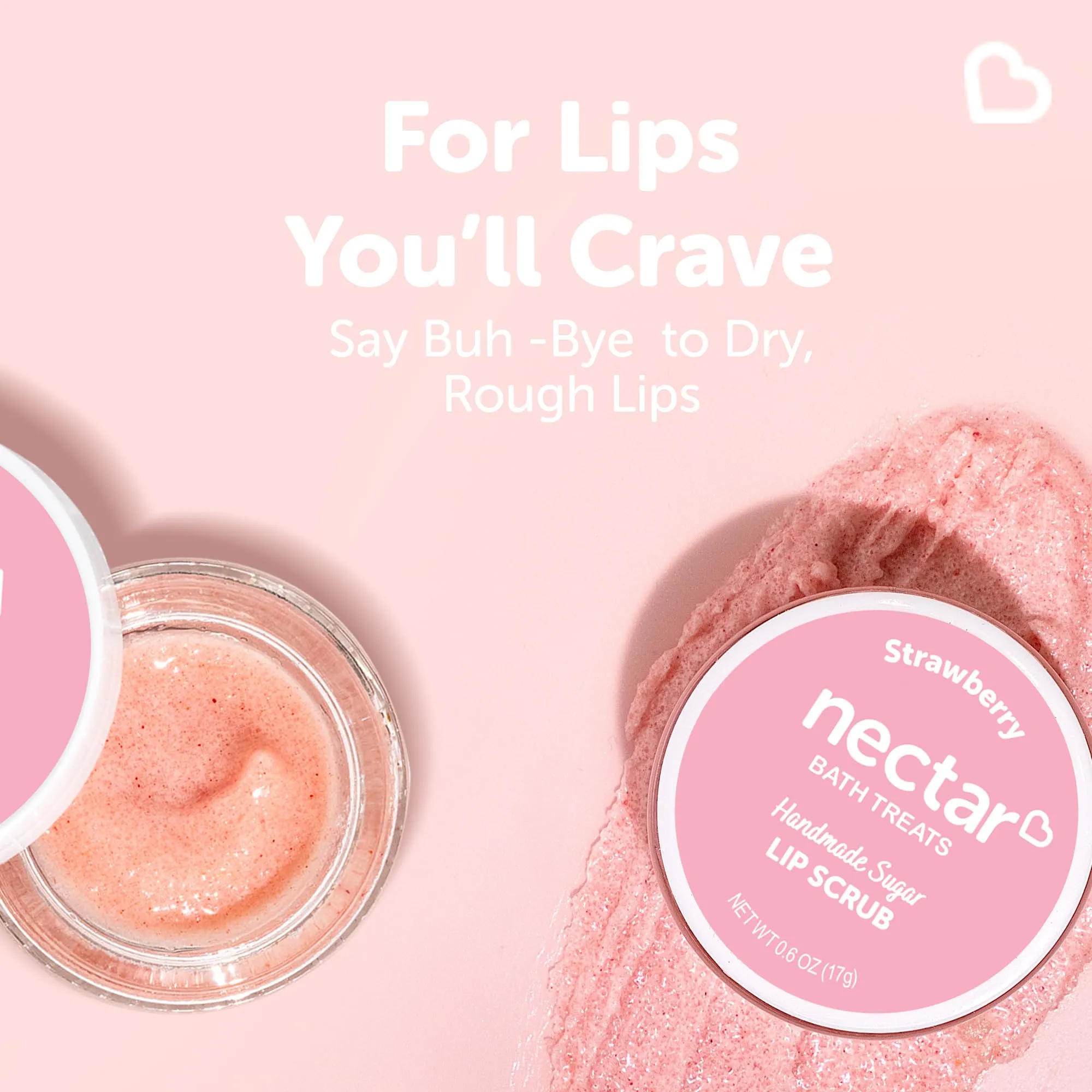 All Natural, Vegan Lip Scrub, Sugar Lip Scrub, Conditioning Lip Scrub, Gentle Exfoliation, Lip Polish & Lip Exfoliator, Gift for Women and Girls (Strawberry) Strawberry