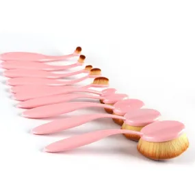 BeautyCoco Oval Toothbrush Makeup Brush Set Foundation Brushes Contour Powder Blush Conceler Brush Makeup Cosmetic Tool Set Rose Gold with Gift Box (Pink) Pink