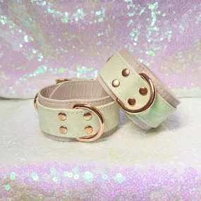 Blush Pink and Cream Leather Bold Cuffs - Limited Edition