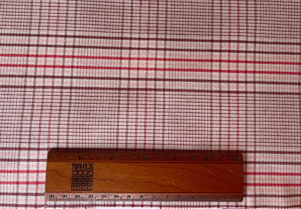 Blushing Apricot Plaid Stretch Wool & Cotton Blend