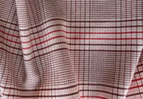 Blushing Apricot Plaid Stretch Wool & Cotton Blend