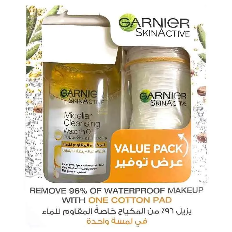 Garnier Skin Active Micellar Water In Oil with Cotton Pad Value Pack