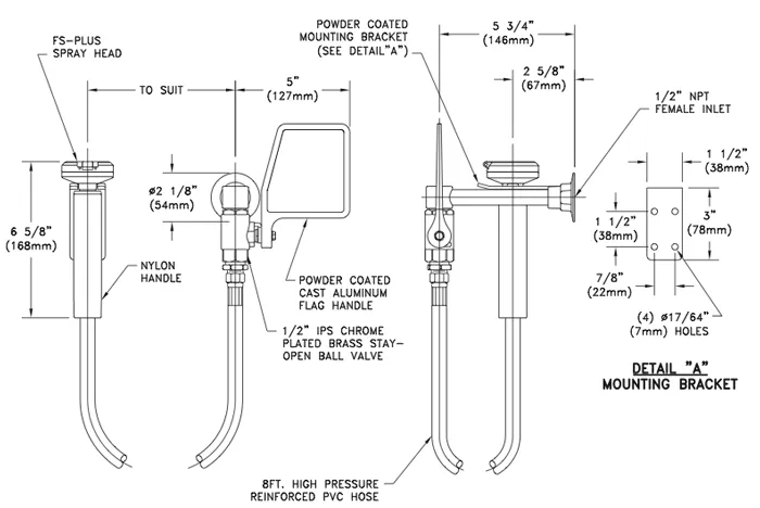 Guardian G5012 Drench Hose Unit, Wall Mounted
