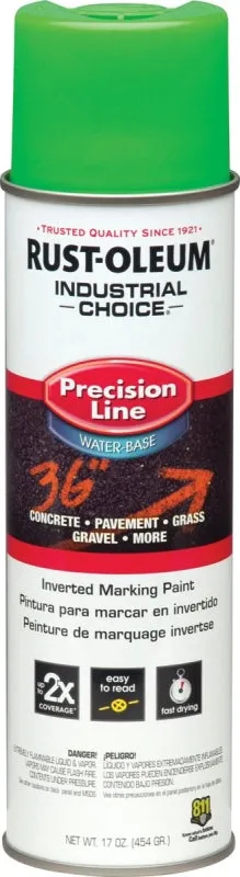 Rust-Oleum 203032 Inverted Marking Spray Paint, Fluorescent Green, 17 oz, Can :CAN: QUANTITY: 1
