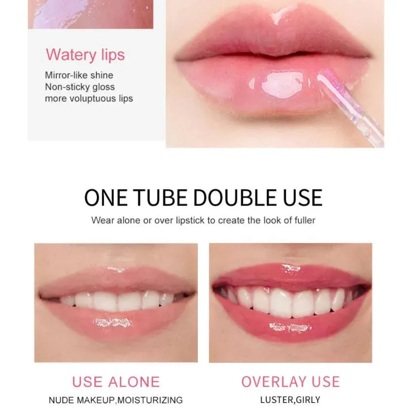 Shiny Oil Lip Gloss Mirror Water Lip Gloss Transparent Tinted Lip Oil Waterproof Lasting Liquid Lip Tint