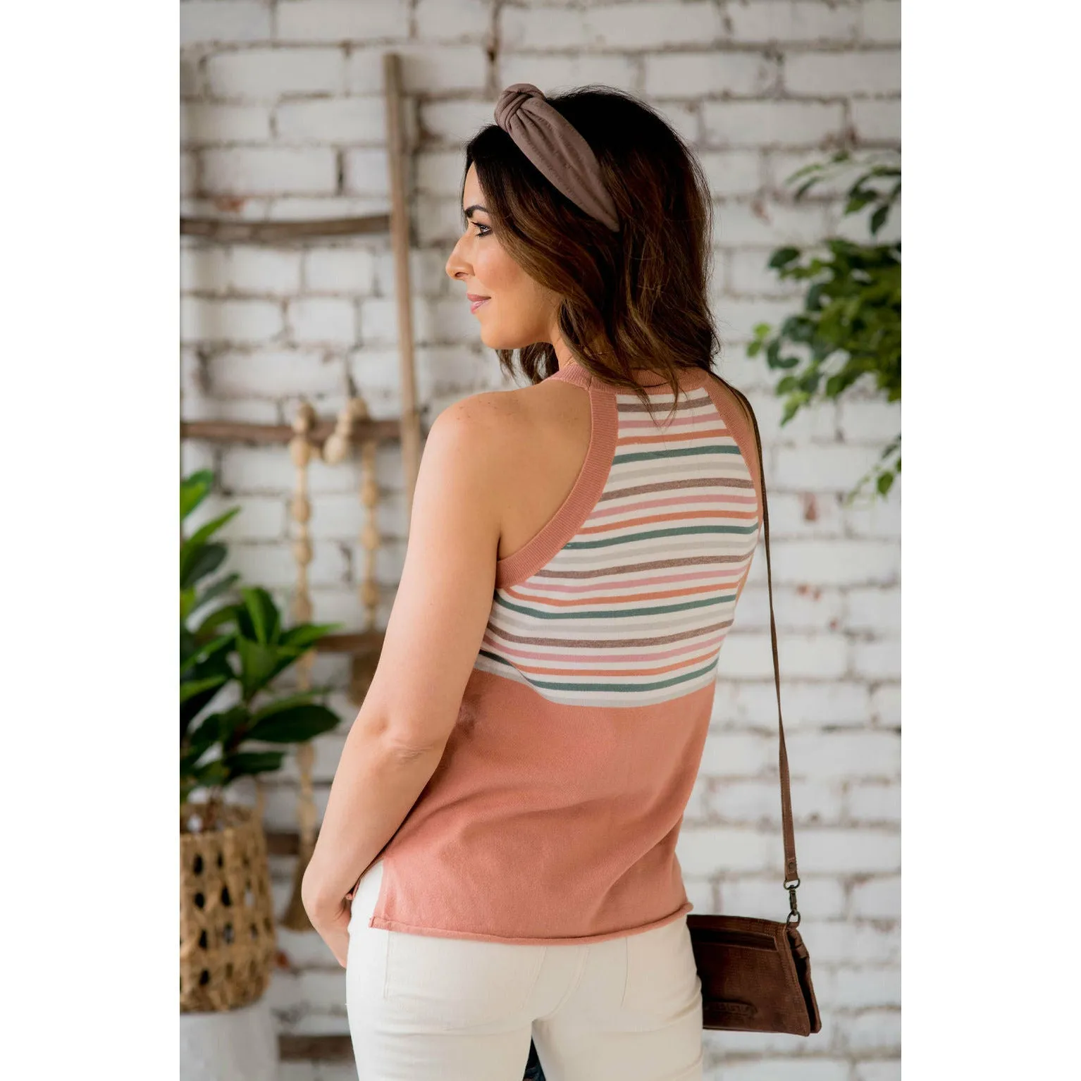 Striped Top Halter Tank