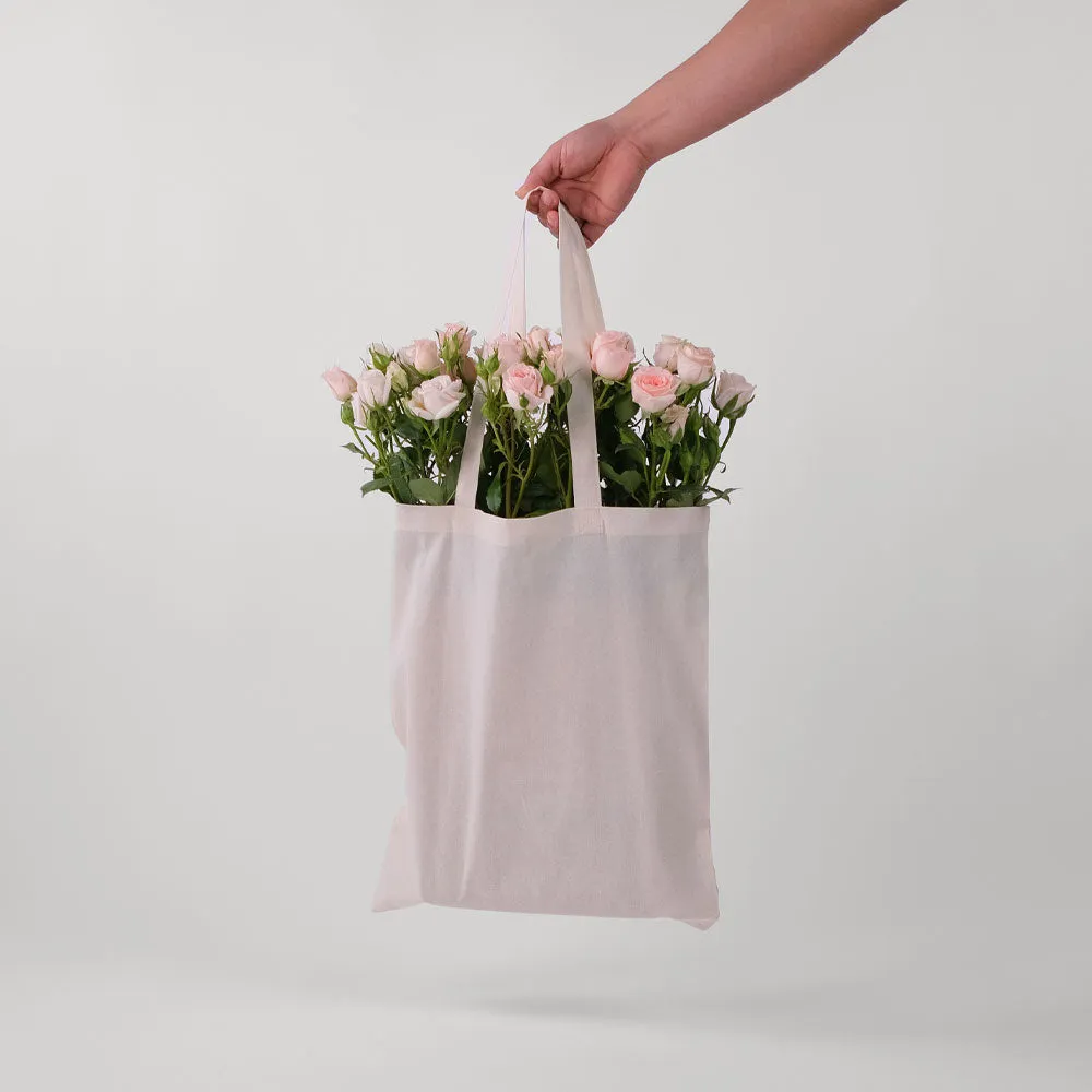 Sweet Sara Spray Roses in a Reusable Canvas Tote – Romantic Blooms with a Personal Touch