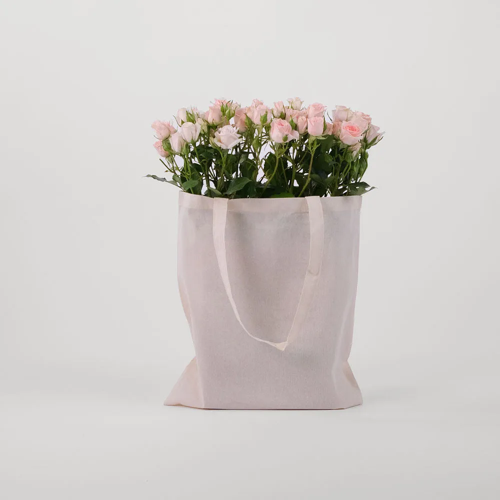 Sweet Sara Spray Roses in a Reusable Canvas Tote – Romantic Blooms with a Personal Touch