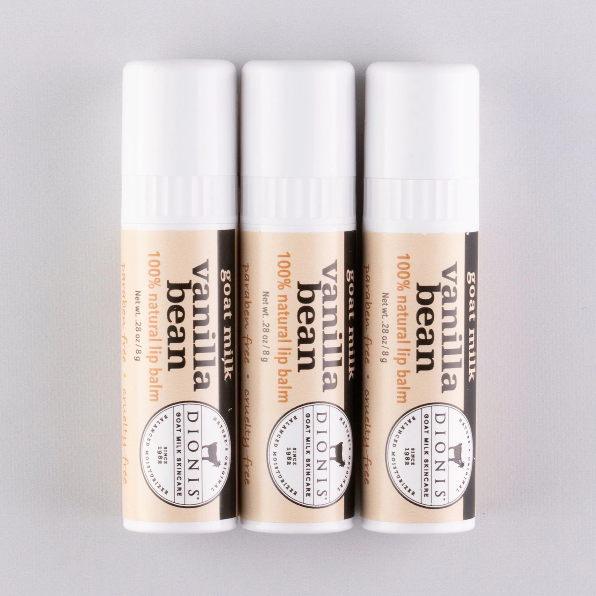 Vanilla Bean Goat Milk Lip Balm, Set of 3