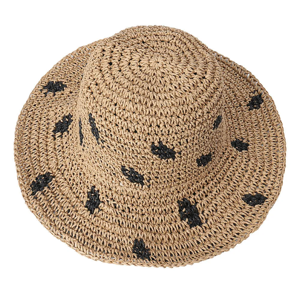 Women Foldable Sunscreen Bucket Straw Hat Outdoor Casual Travel Beach Sea Floppy Hat